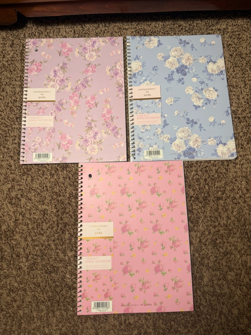 LoveShackFancy x Target Blue, Pink,  & Purple Notebook Set